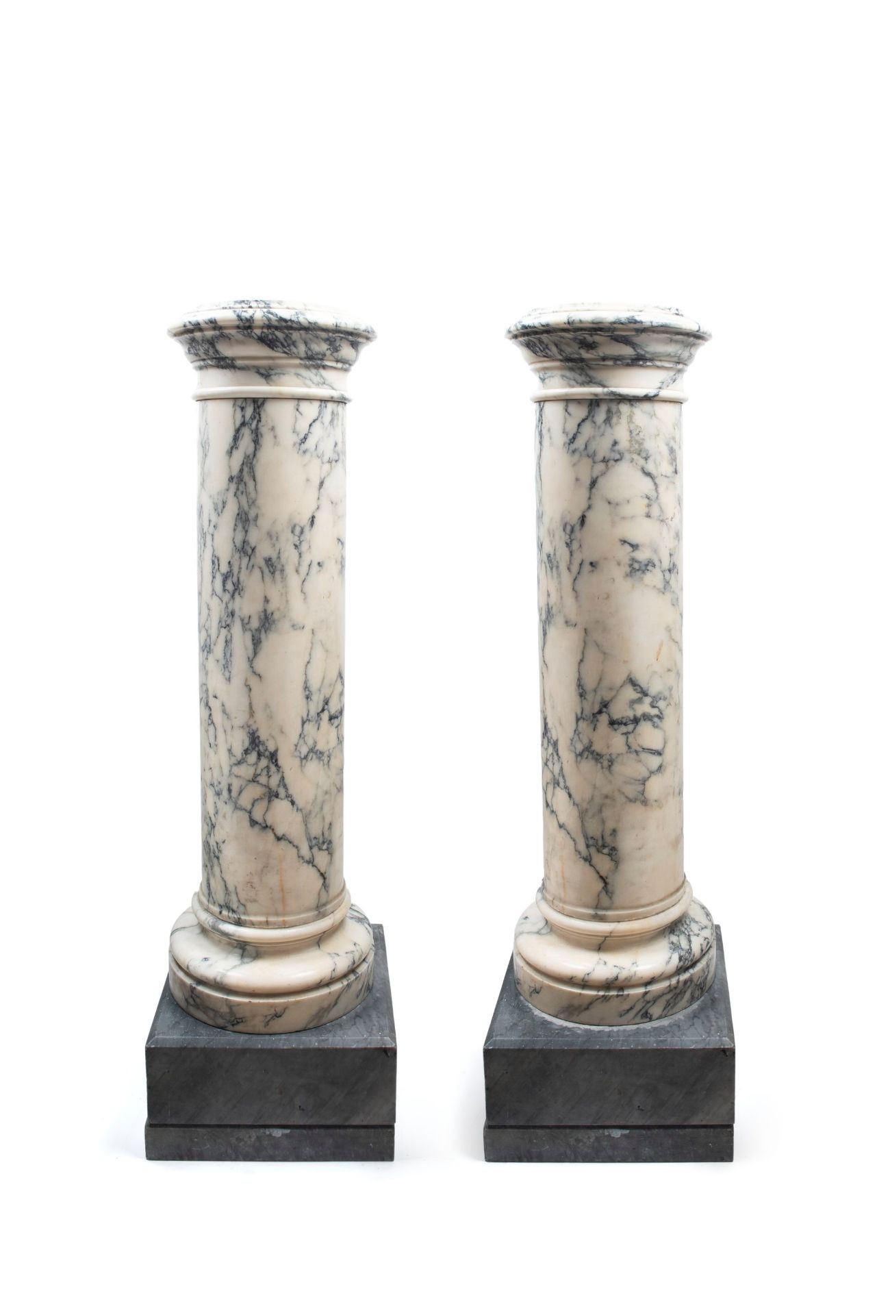 PAIR OF COLUMNS IN CARRARA MARBLE, Late 19th century
