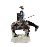POLYCHROME EARTHENWARE SCULPTURE DEPICTING DON QUIXOTE, Turin, 20th century