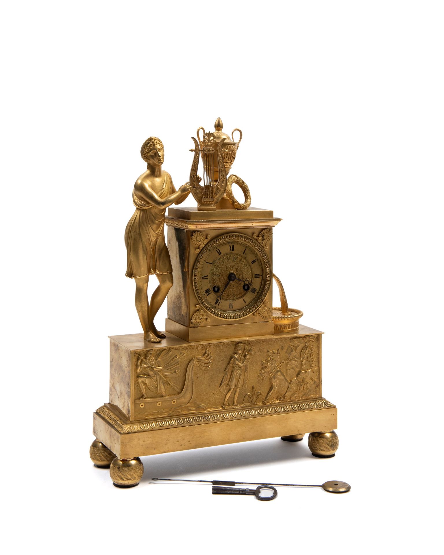 EMPIRE MANTEL CLOCK IN GILT BRONZE, France, early 19th century - Bild 2 aus 4