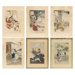 SIX UKUYO-E WOODBLOCK, Japan, Meiji period (1868-1912)