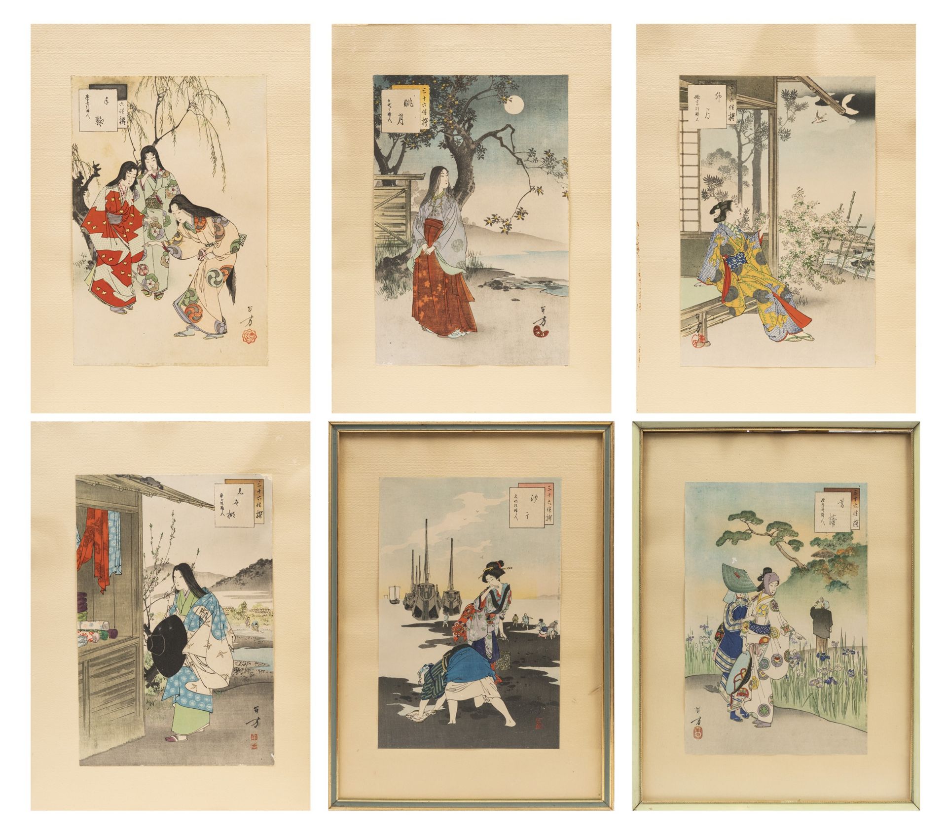 SIX UKUYO-E WOODBLOCK, Japan, Meiji period (1868-1912)