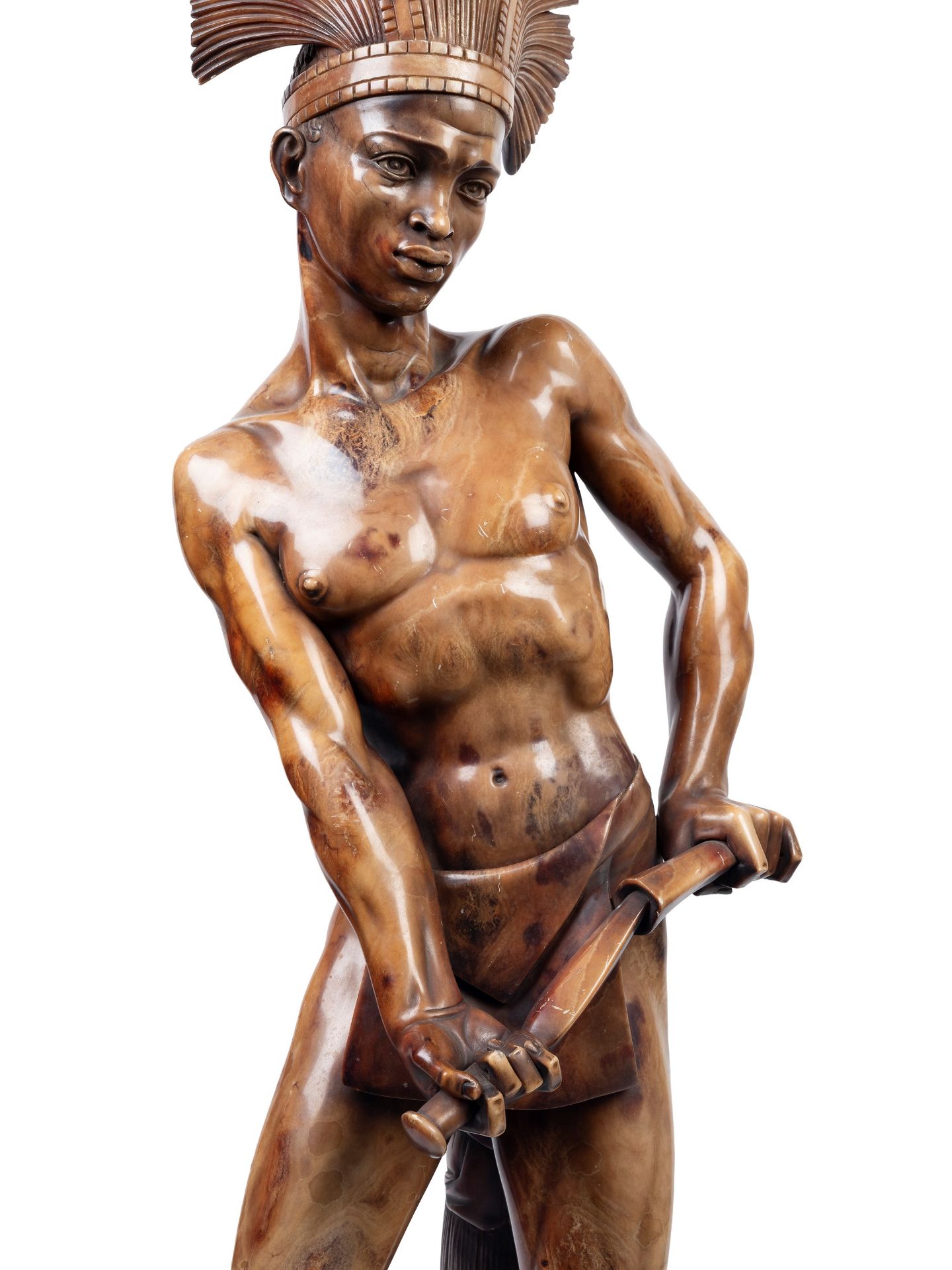 ALABASTER SCULPTURE DEPICTING A MOORISH WARRIOR, 19th century - Bild 3 aus 4