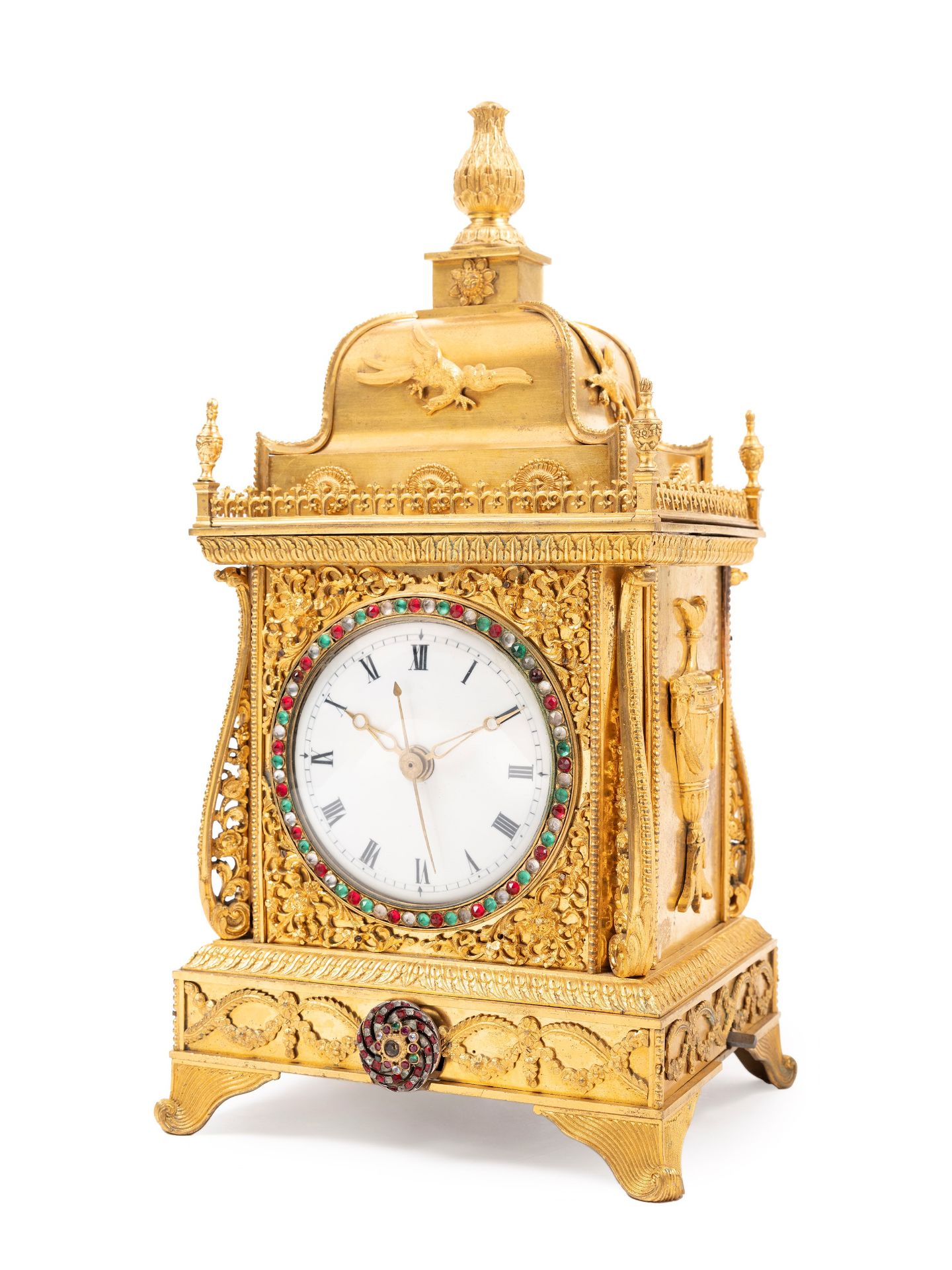 IMPORTANT CHINESE GILT-BRONZE CLOCK WITH ENAMEL PLAQUES, China, Guangzhou, late 18th / early 19th ce - Bild 6 aus 6