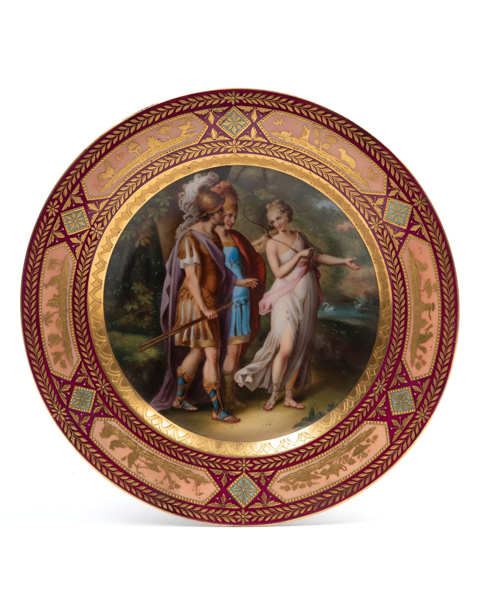 PORCELAIN PLATE DEPICTING AENEAS ON THE ROAD TO CARTHAGE, Vienna, 19th century