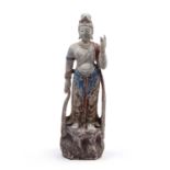 POLYCHROME LACQUERED WOOD SCULPTURE OF GUANYIN, China, late 19th / early 20th century