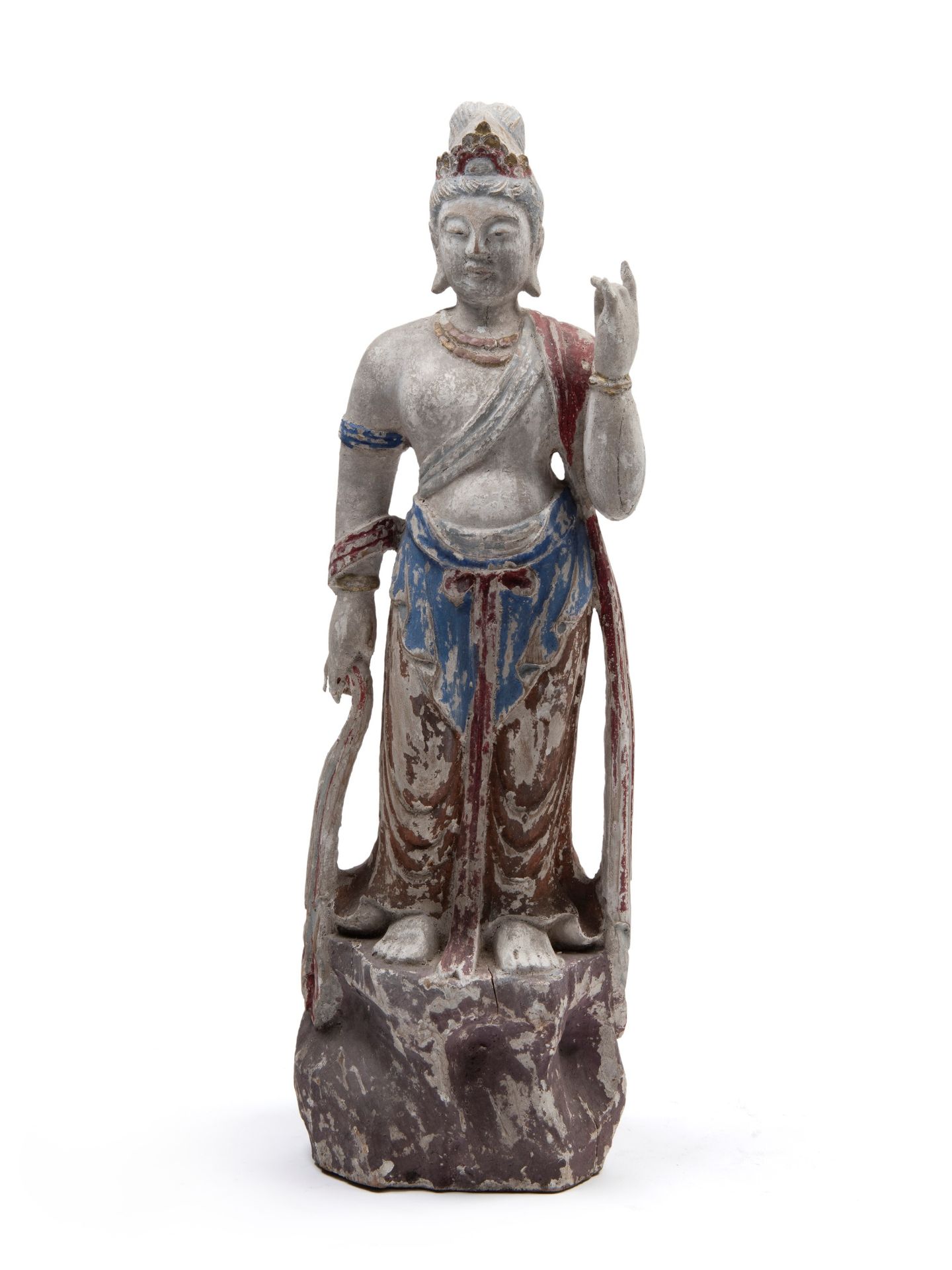 POLYCHROME LACQUERED WOOD SCULPTURE OF GUANYIN, China, late 19th / early 20th century