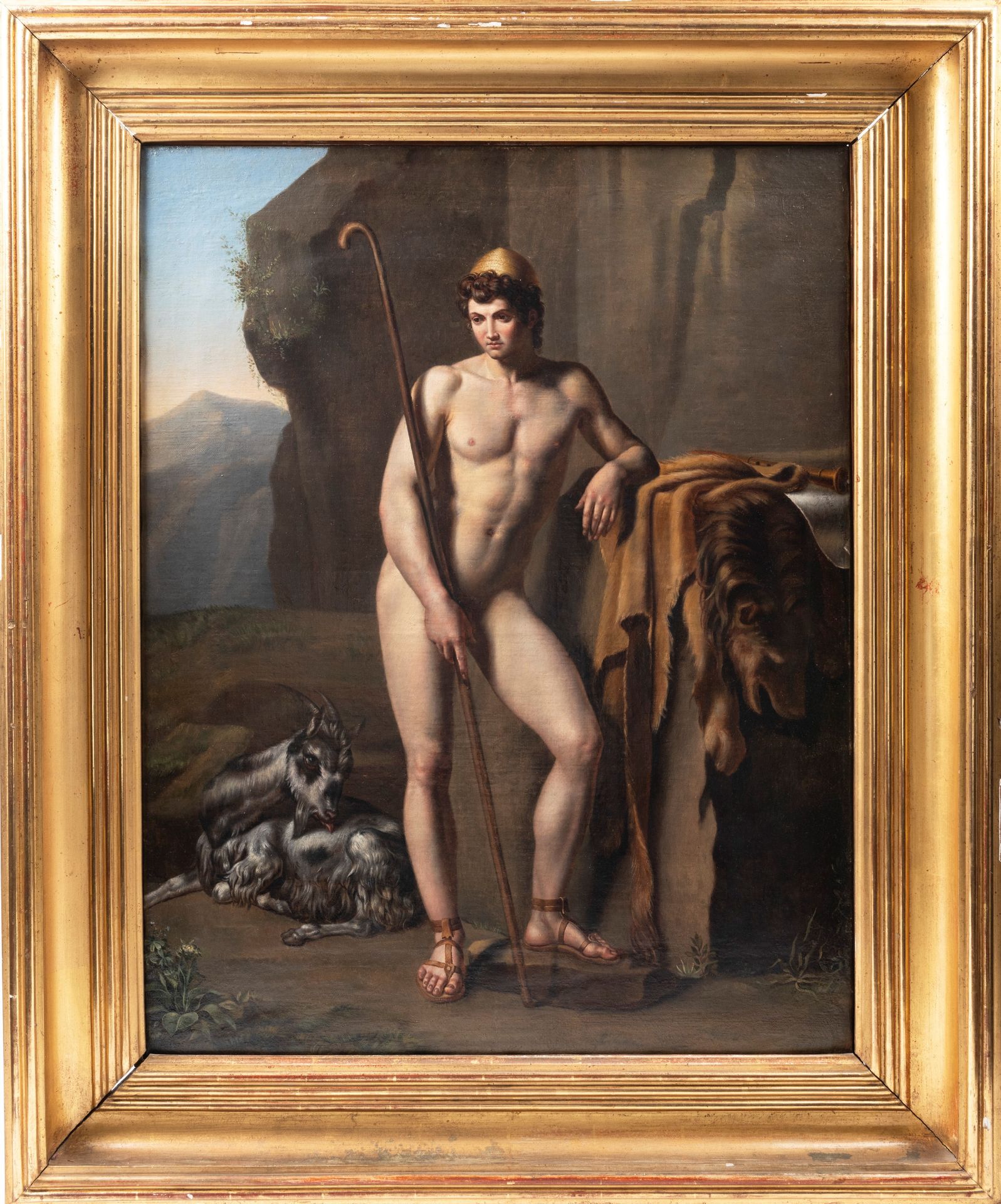 SHEPHERD WITH LION AND GOAT SKIN,