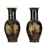 A RARE PAIR OF LACQUERED TERRACOTTA VASES IN CHINOISERIE STYLE, Berlin, late 18th / early 19th centu