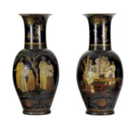 A RARE PAIR OF LACQUERED TERRACOTTA VASES IN CHINOISERIE STYLE, Berlin, late 18th / early 19th centu