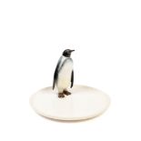 POLYCHROME EARTHENWARE CENTERPIECE WITH PENGUIN, Turin, 1935
