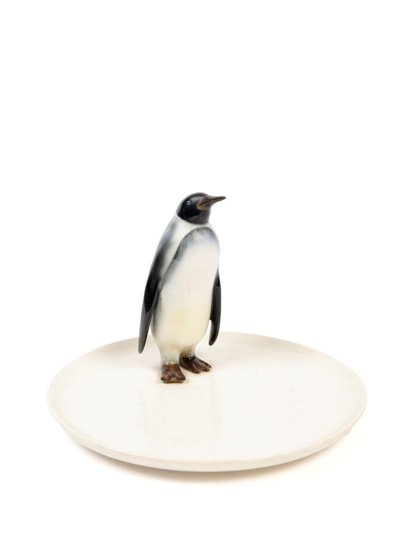 POLYCHROME EARTHENWARE CENTERPIECE WITH PENGUIN, Turin, 1935