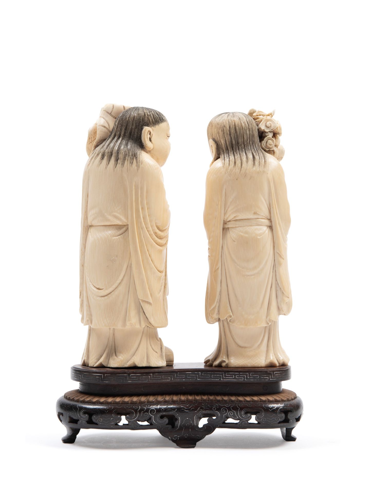 â˜¼TWO IVORY SCULPTURES DEPICTING HEHE TWINS, China, early 20th century - Bild 2 aus 2