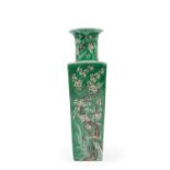 LARGE FAMILLE VERTE PORCELAIN VASE OF BALUSTER COLUMN FORM, China, Qing dynasty, 19th century