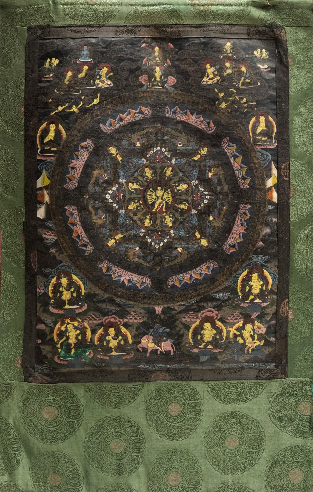 BUDDHIST THANGKA WITH MANDALA, 20th century