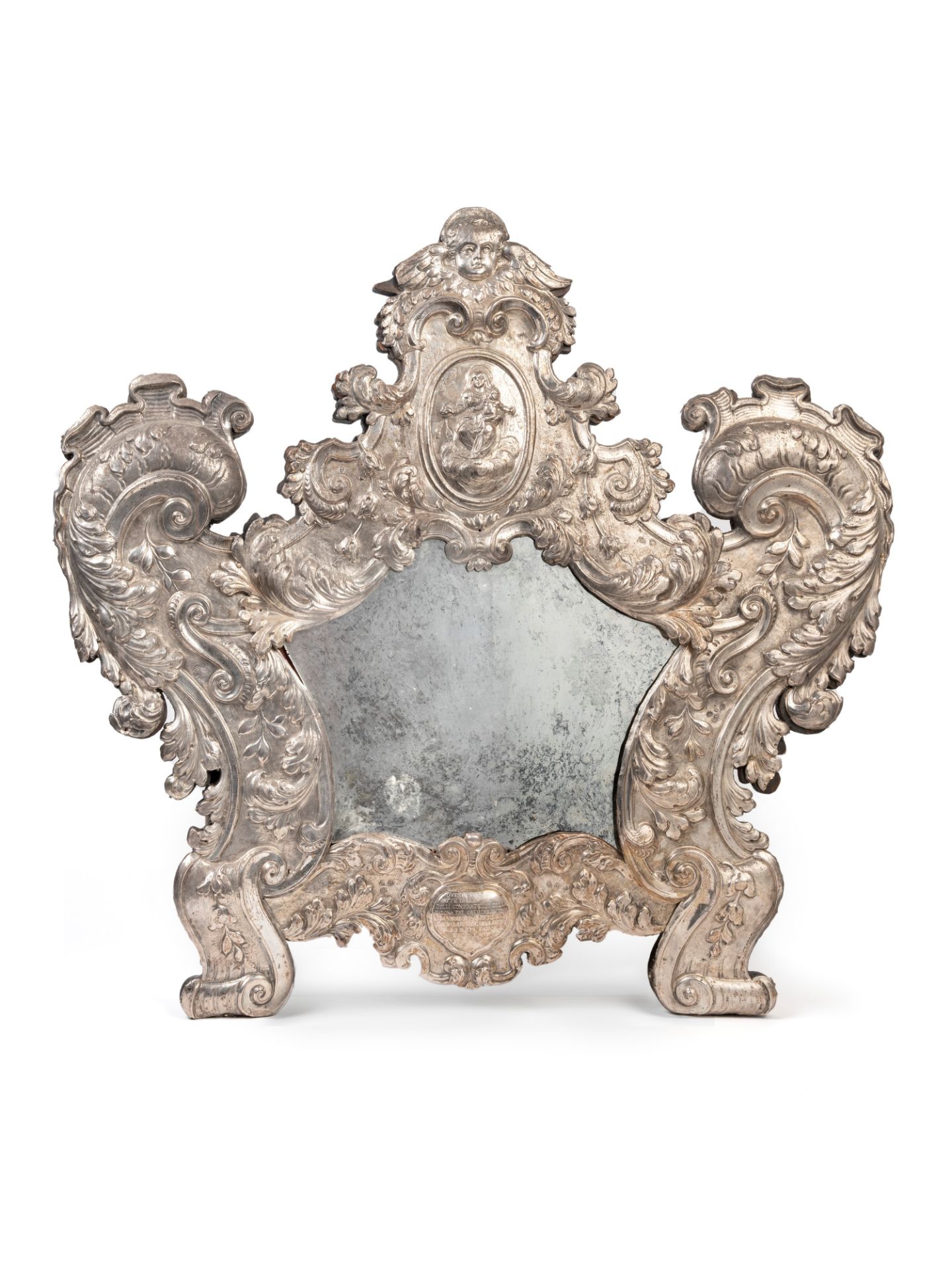 A LARGE SILVER CARTAGLORIA ON WOODEN CORE, Venice, 18th century