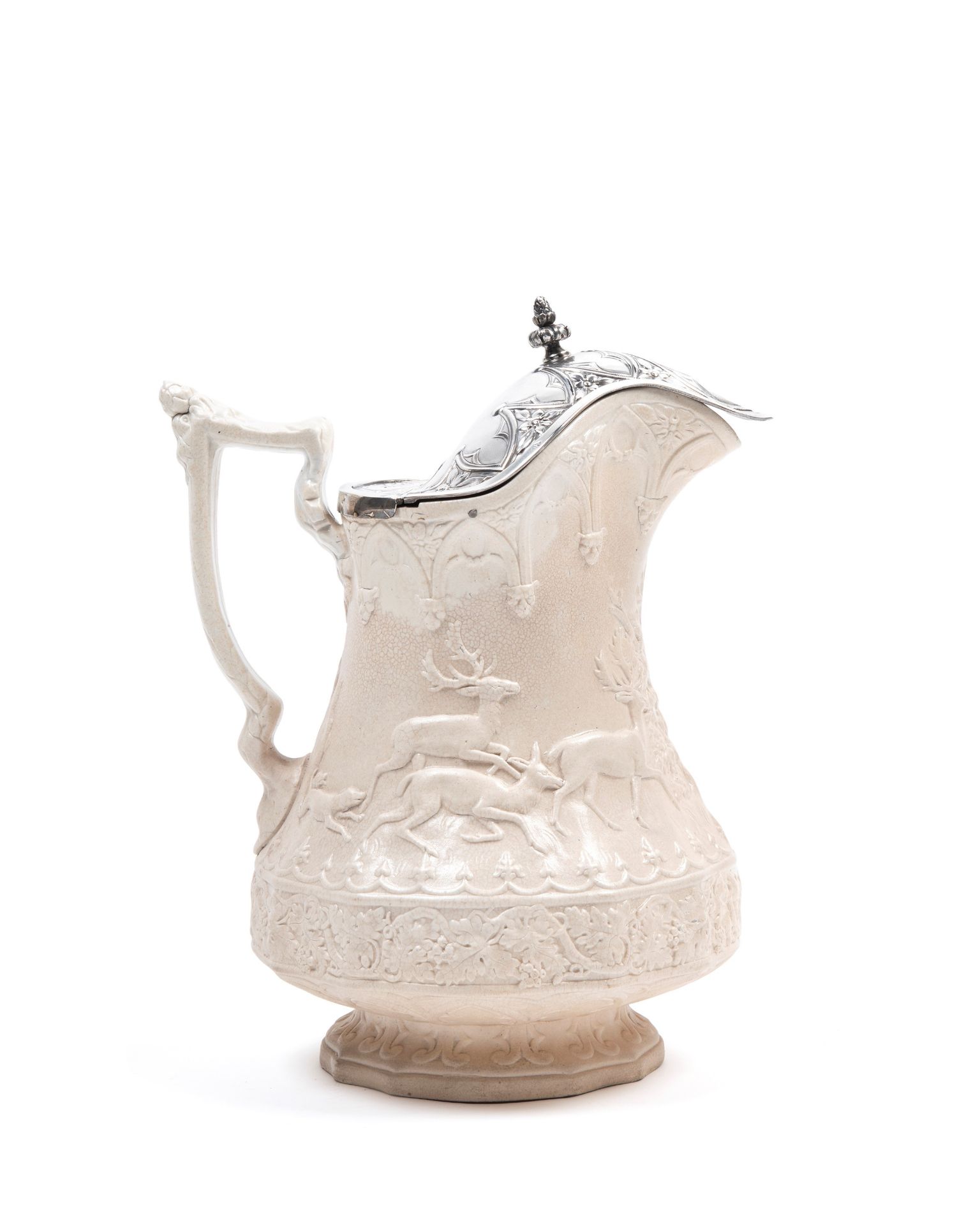 CERAMIC JUG WITH SILVER LID, France, 19th century - Bild 2 aus 4