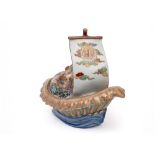 POLYCHROME PORCELAIN BOAT, Japan, Meiji period (1868-1912)