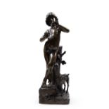 BRONZE SCULPTURE DEPICTING A YOUNG SHEPHERD WITH THE GOAT â€œIDYLLEâ€, France, 19th century