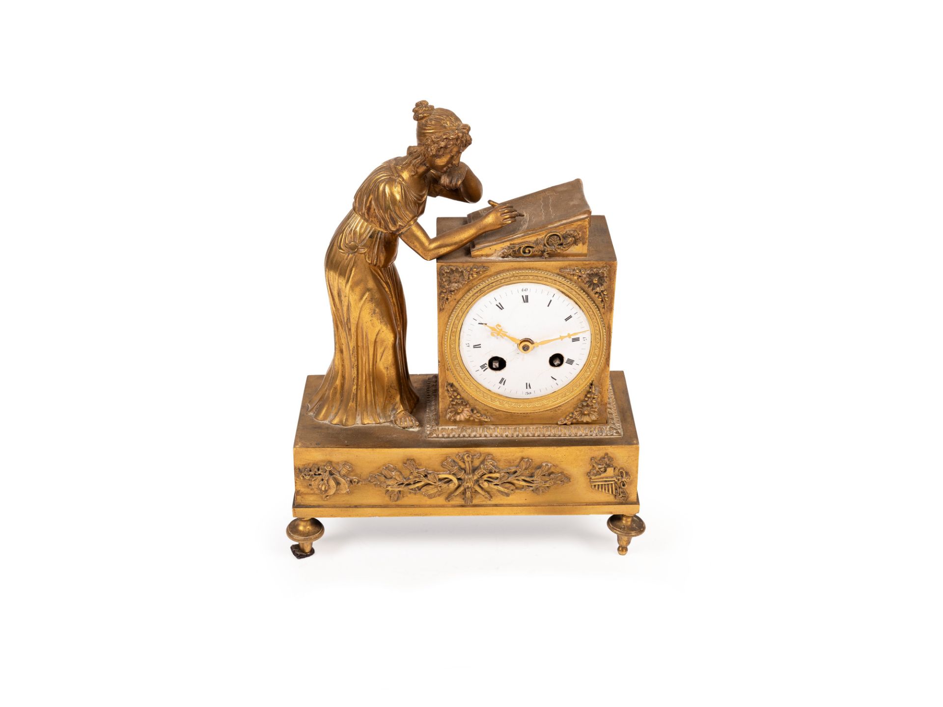 GILT BRONZE MANTEL CLOCK, 19th century