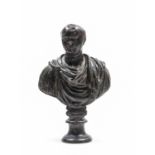 BRONZE BUST WITH DARK PATINA DEPICTING EMPEROR VESPASIAN, 17th century