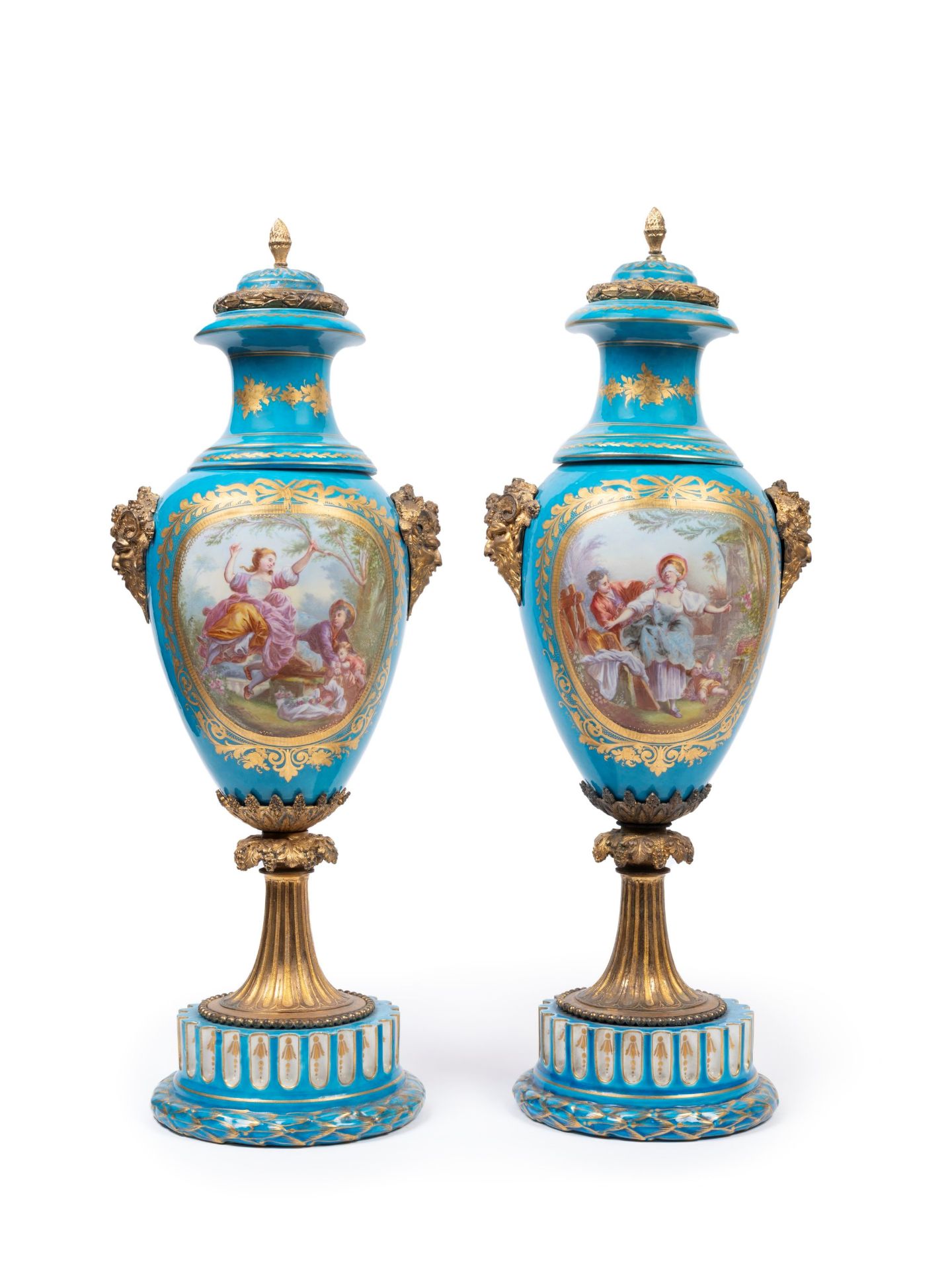 A ORMOLU MOUNTED PAIR OF PORCELAIN VASES, France, 19th century