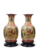 A PAIR OF LACQUERED TERRACOTTA VASES PAINTED IN CHINOISERIE, Piedmont, 18th century