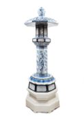 A LARGE BLUE AND WHITE PORCELAIN PAGODA, Japan, Arita, 19th century