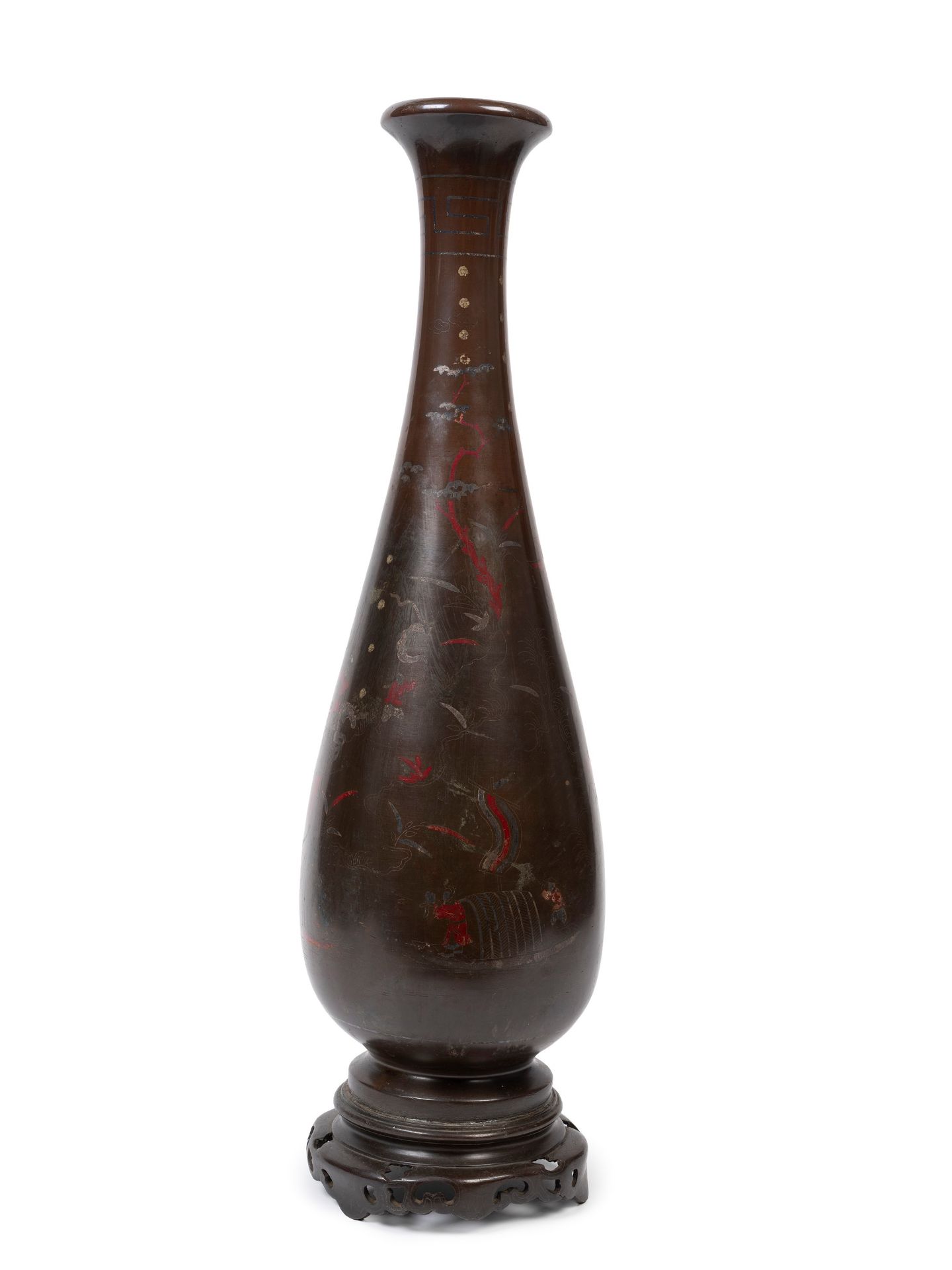 BRONZE FLOWER VASE, Japan, Meiji period (1868-1912) - Bild 2 aus 3
