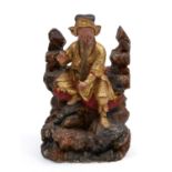 GILT AND LACQUERED WOOD SCULPTURE DEPICTING GUANDI, China, Qing dynasty (1644-1911)