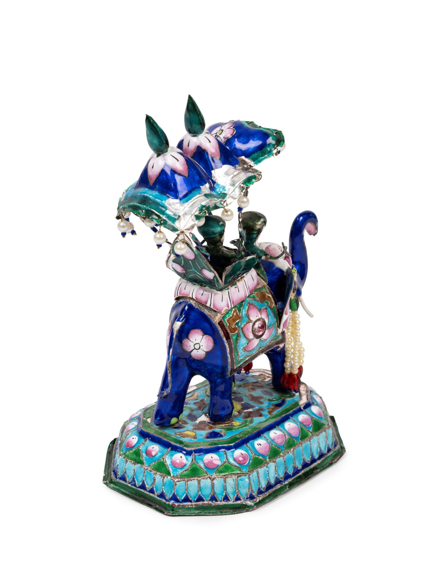 SILVER AND ENAMEL SCULPTURE DEPICTING SULTAN WITH ATTENDANT, India, 20th century - Bild 2 aus 3