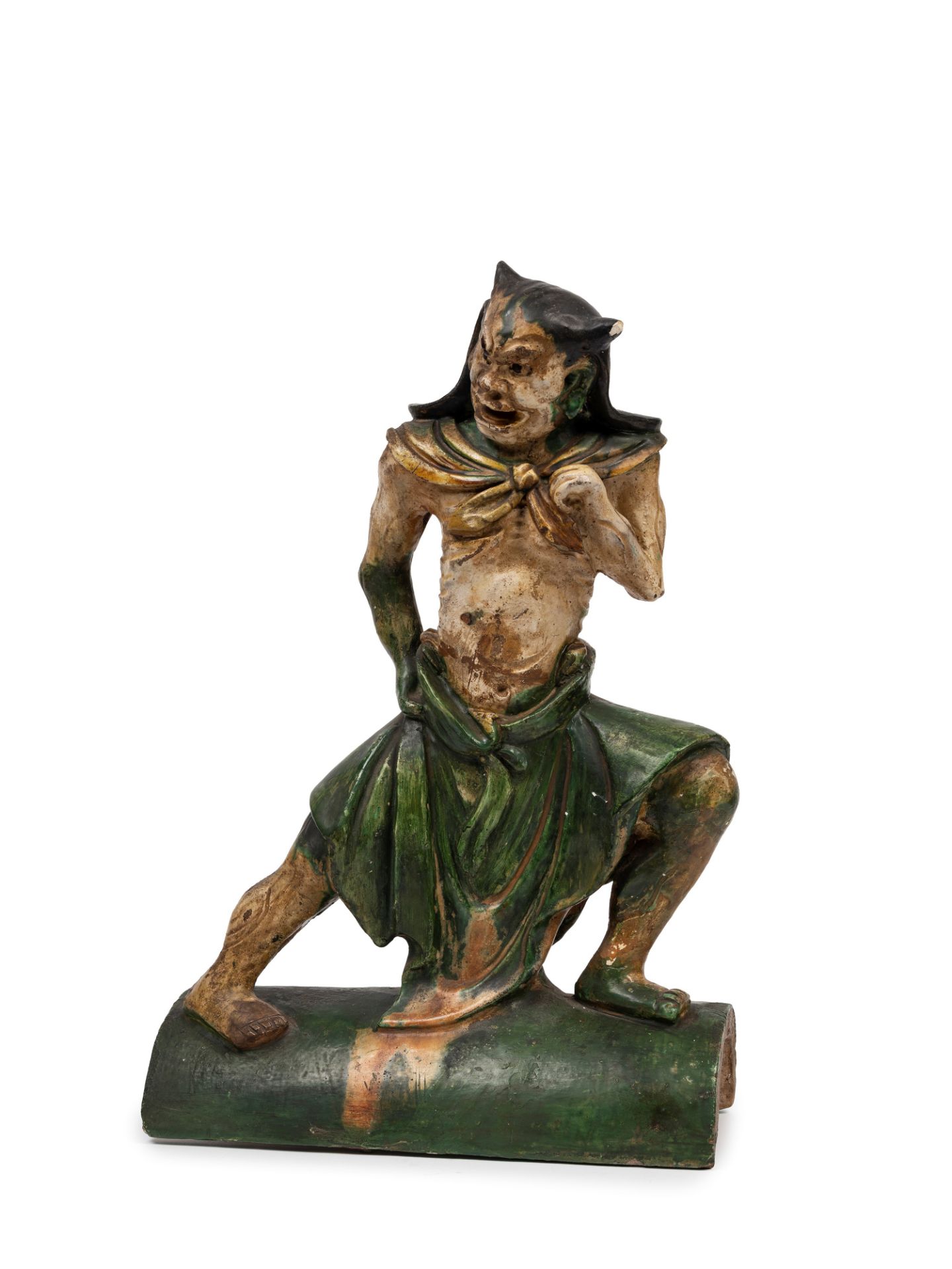 A 'SANCAI' EARTHENWARE RIDGE-TILE , China, Ming Dynasty (1368-1644)