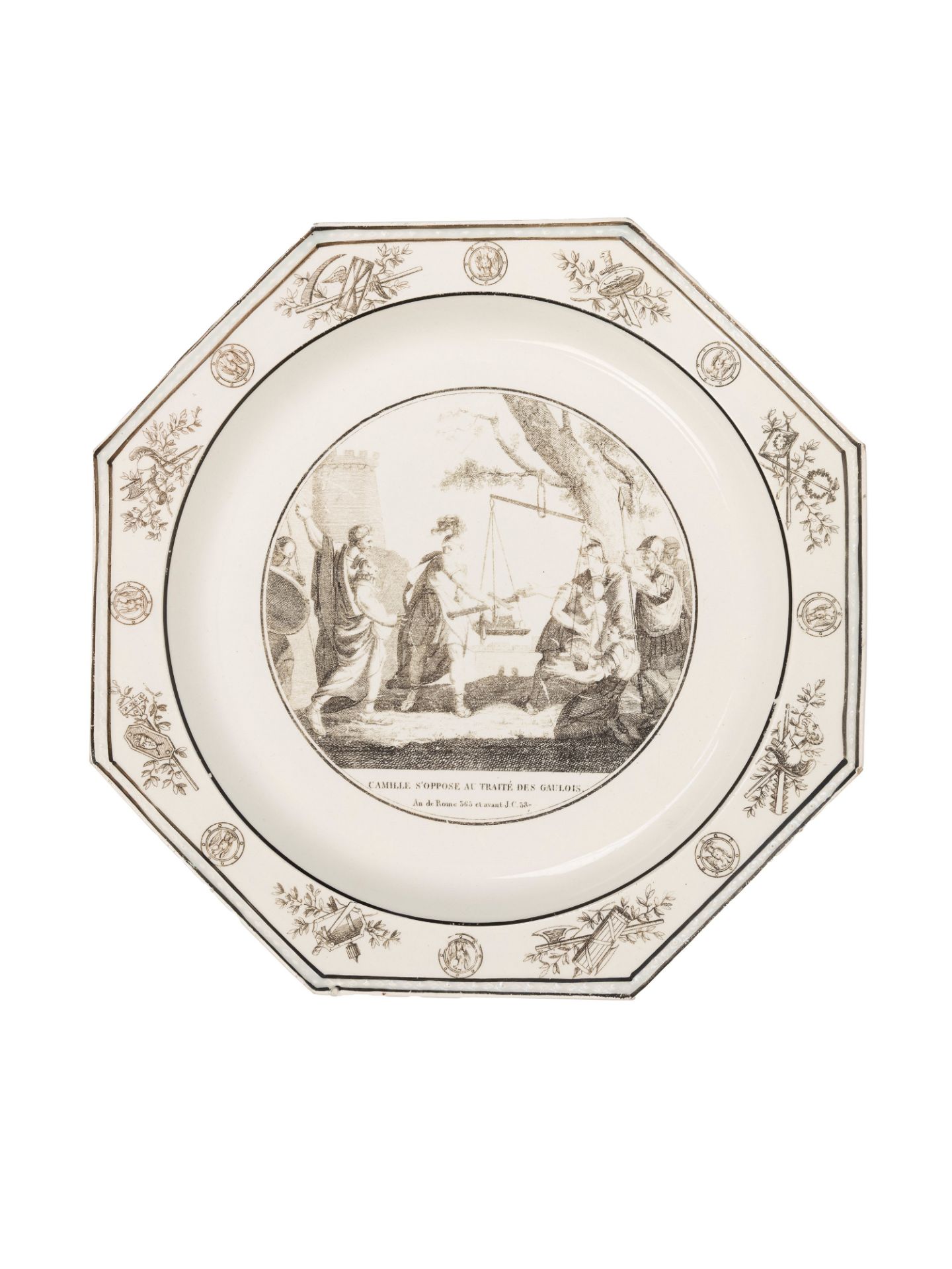 FIFTEEN MAIOLICA SAUCER PLATES WITH VIEWS AND ONE WITH A FLOWER, Montereau Faience, early 20th centu - Bild 13 aus 18