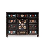 CABINET FOR COINS IN EBONIZED WOOD AND HARDSTONES, 18th century (with later additions)
