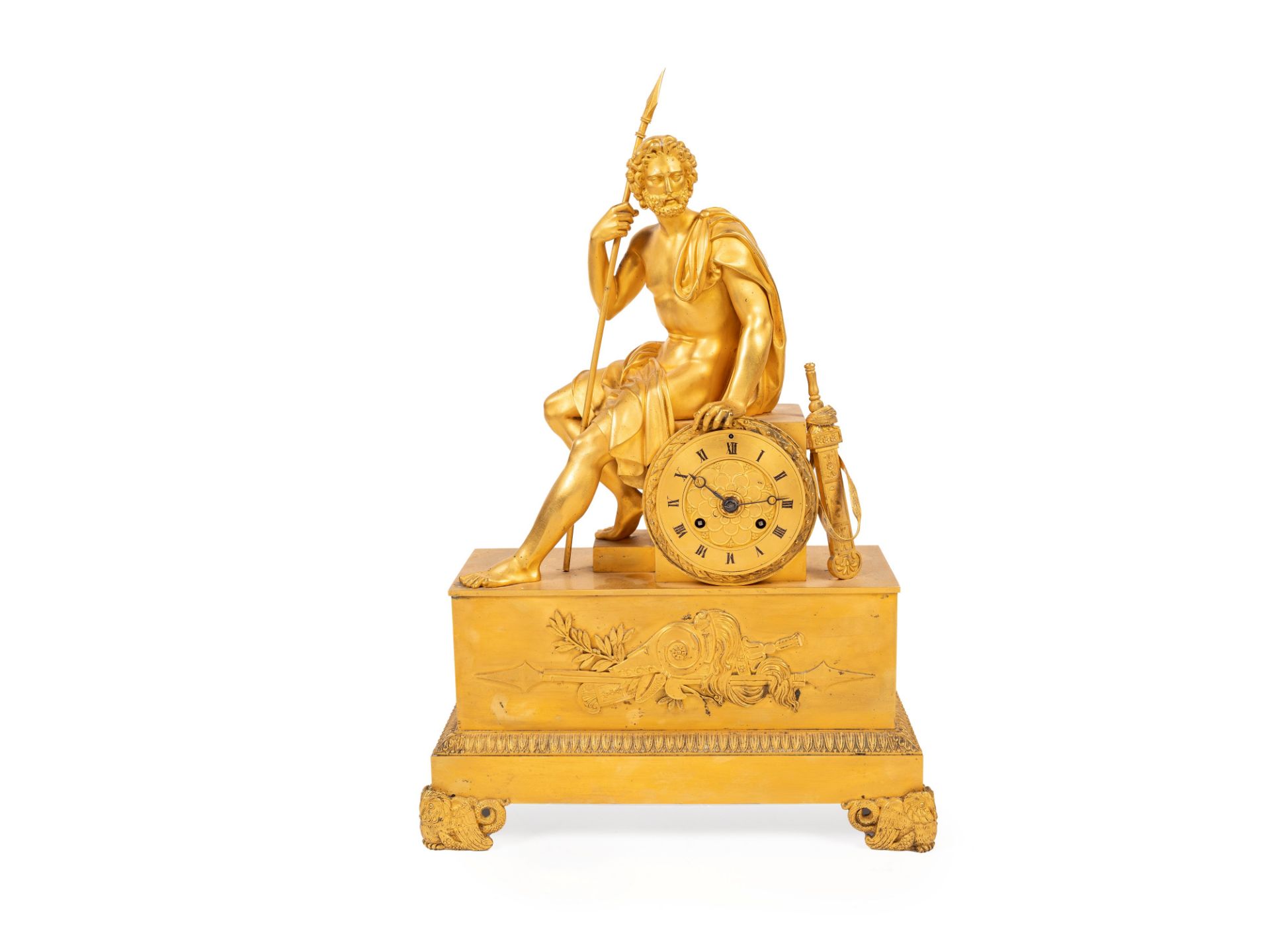 GILT BRONZE CLOCK DEPICTING ODYSSEUS, Early 19th century