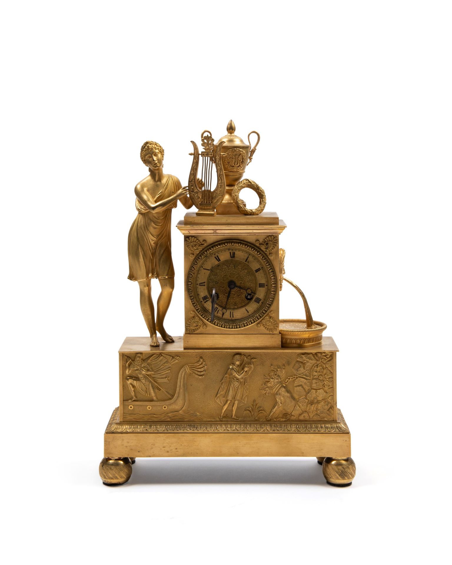 EMPIRE MANTEL CLOCK IN GILT BRONZE, France, early 19th century - Bild 4 aus 4