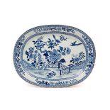 A BLUE AND WHITE OVAL PORCELAIN DISH, China, Qing dynasty, 18th century