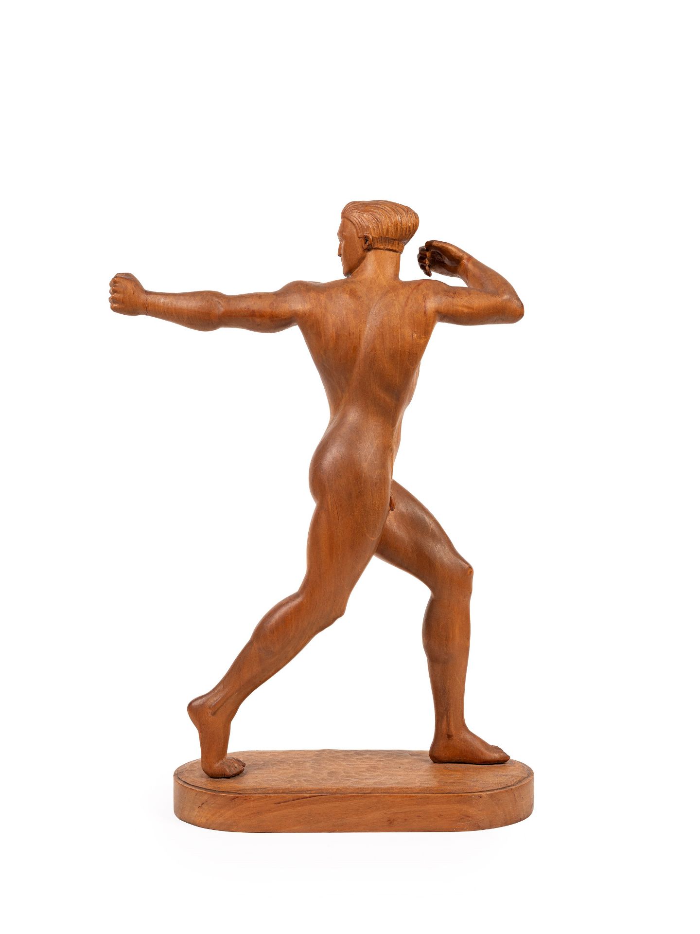 WOODEN SCULPTURE DEPICTING AN ATHLETE, 20th century - Bild 2 aus 3