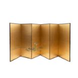 A PAINTED SIX-PANEL PAPER AND GOLD-LEAF SCREEN, Japan, Meiji period (1868-1912)