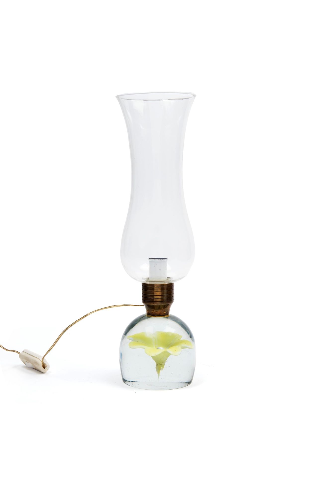 MURANO GLASS TABLE LAMP WITH APPLIED FLOWER, 1960s