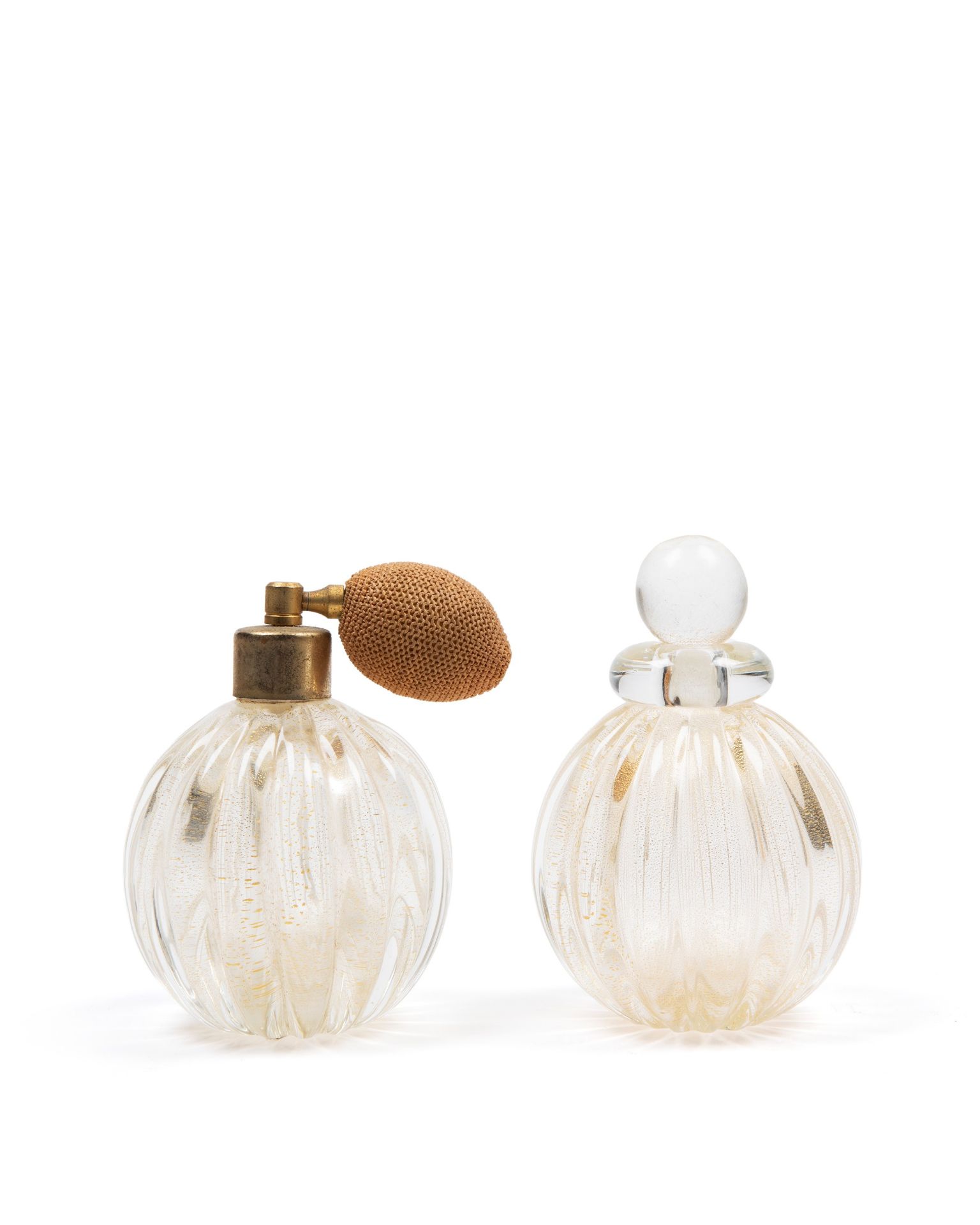 PAIR OF GLASS PERFUME HOLDERS, 20th century