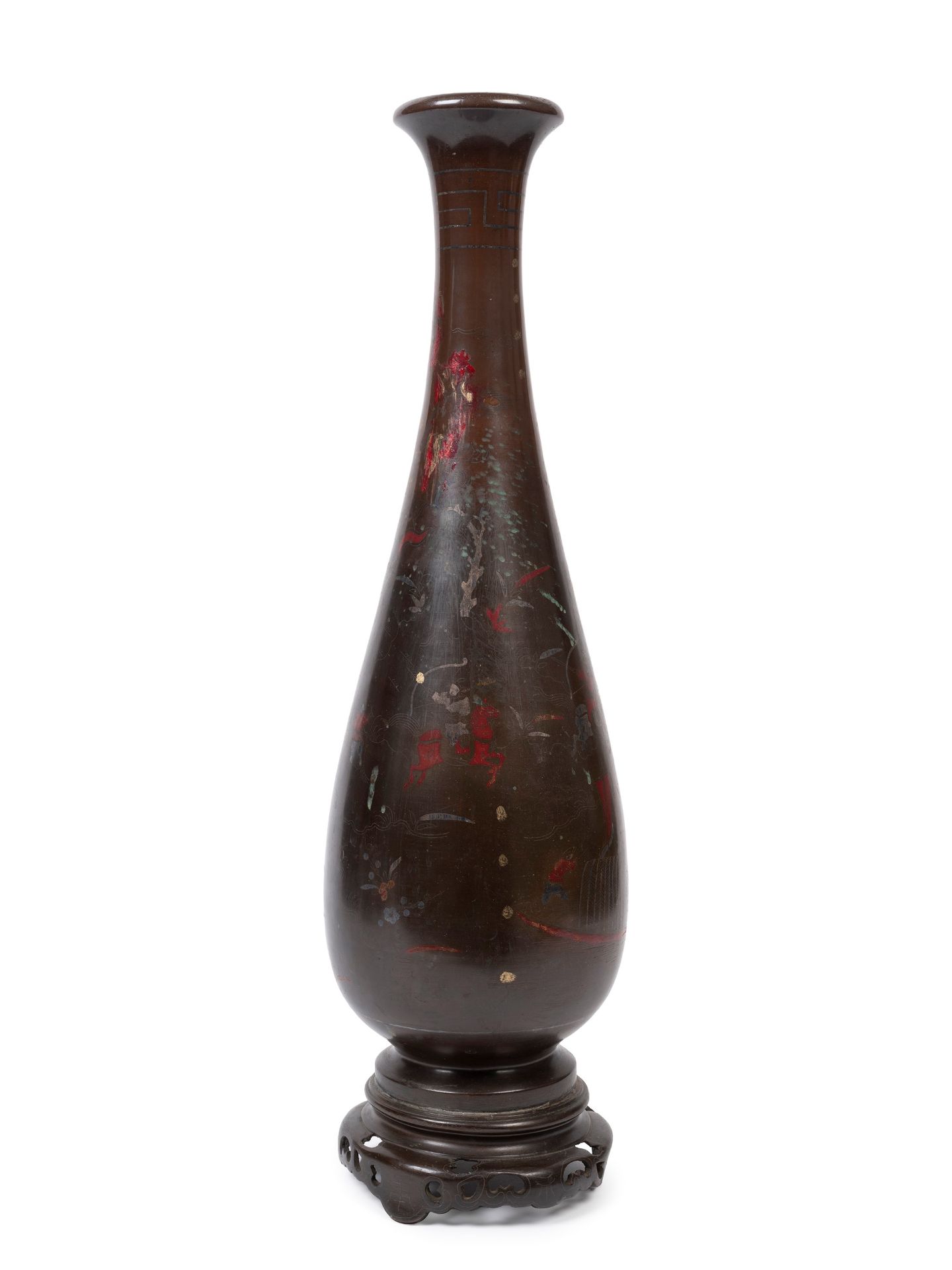 BRONZE FLOWER VASE, Japan, Meiji period (1868-1912)