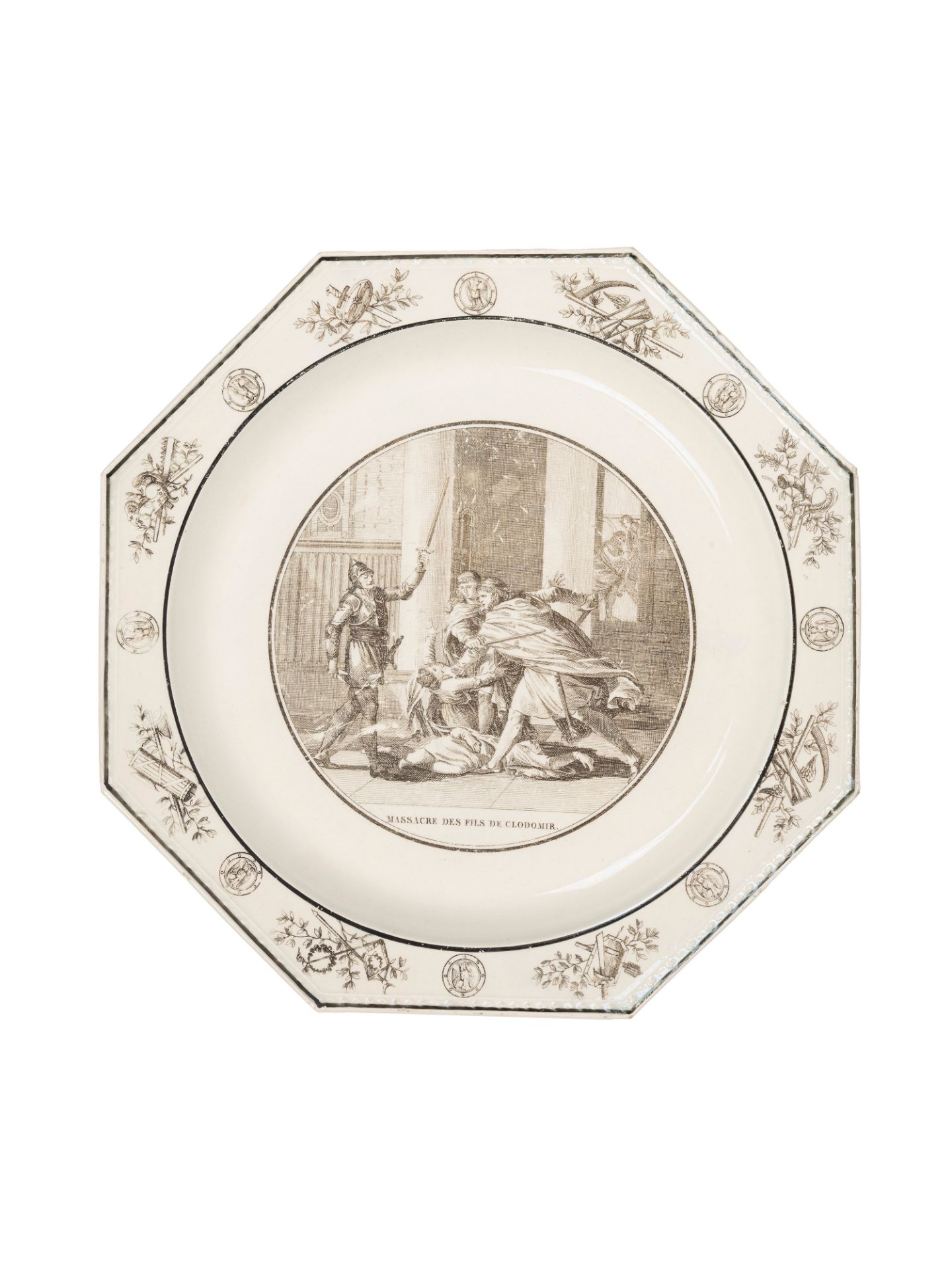 FIFTEEN MAIOLICA SAUCER PLATES WITH VIEWS AND ONE WITH A FLOWER, Montereau Faience, early 20th centu - Bild 15 aus 18