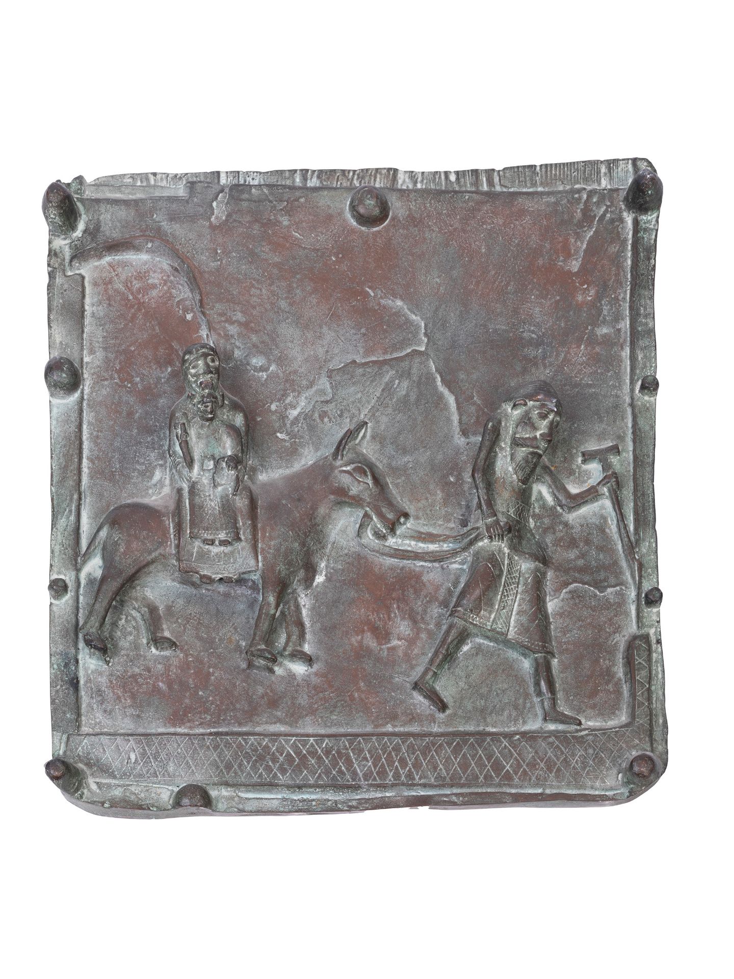 PAIR OF BRONZE PLAQUES DECORATED IN RELIEF WITH RELIGIOUS SUBJECTS, 20th century - Bild 3 aus 3