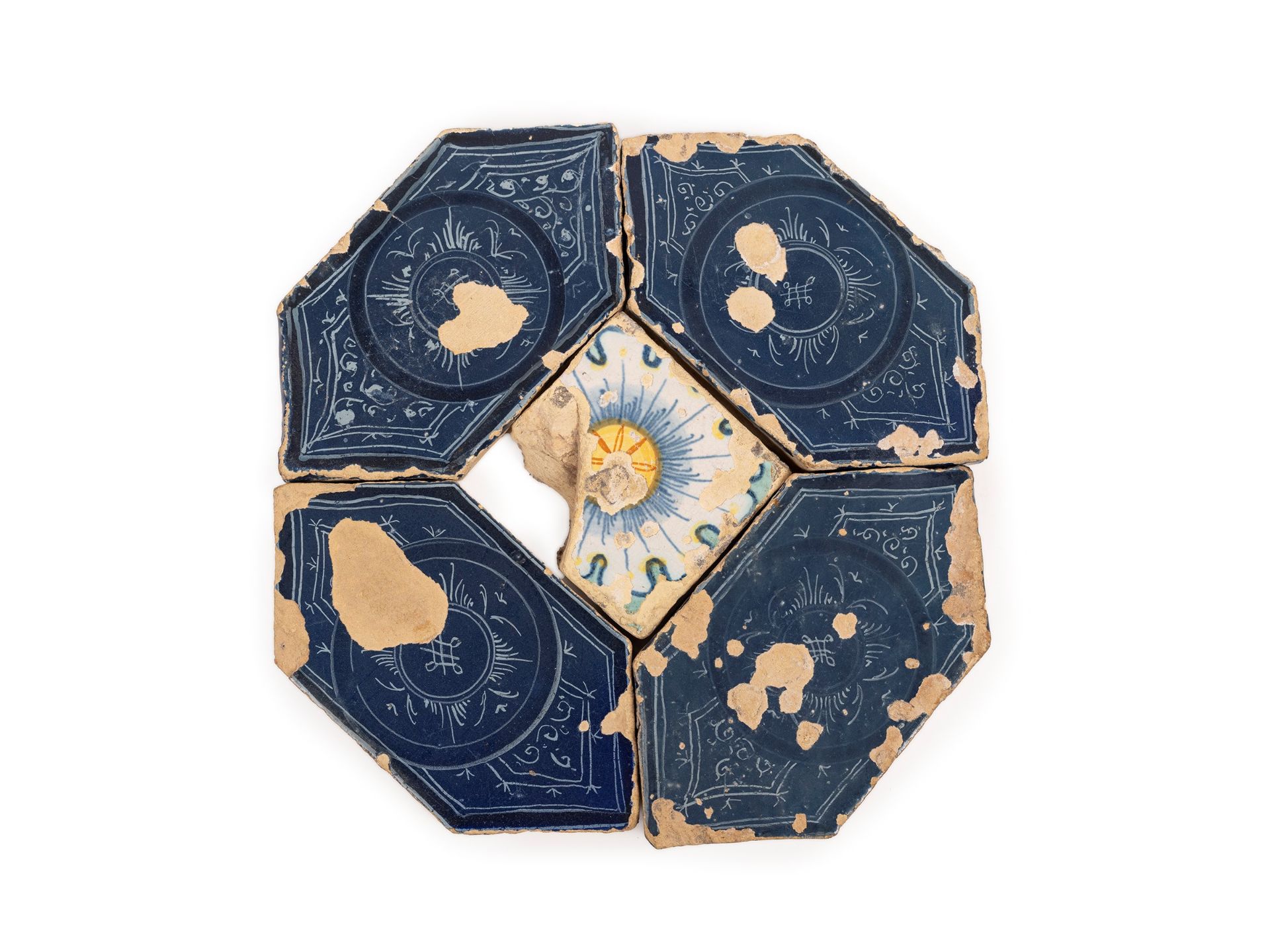 GROUP OF DECORATED TILES, Italy, 16th century