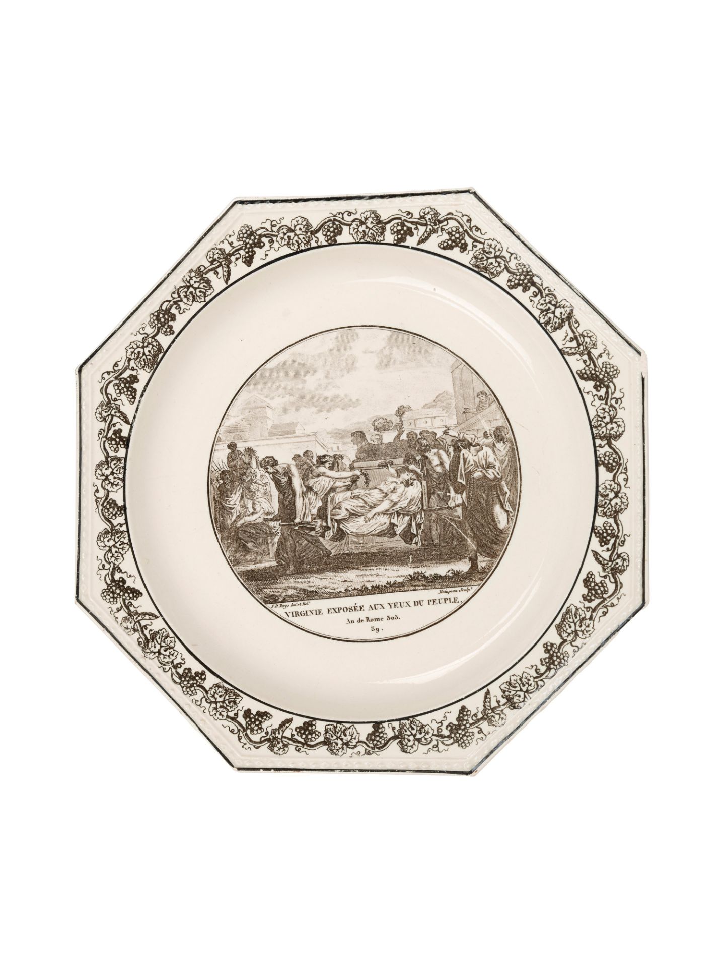 FIFTEEN MAIOLICA SAUCER PLATES WITH VIEWS AND ONE WITH A FLOWER, Montereau Faience, early 20th centu - Bild 17 aus 18