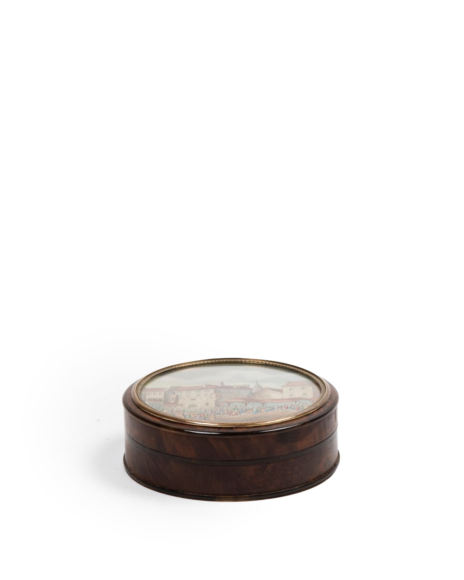 CIRCULAR BURR-WOOD SNUFFBOX, 19th century - Bild 2 aus 3