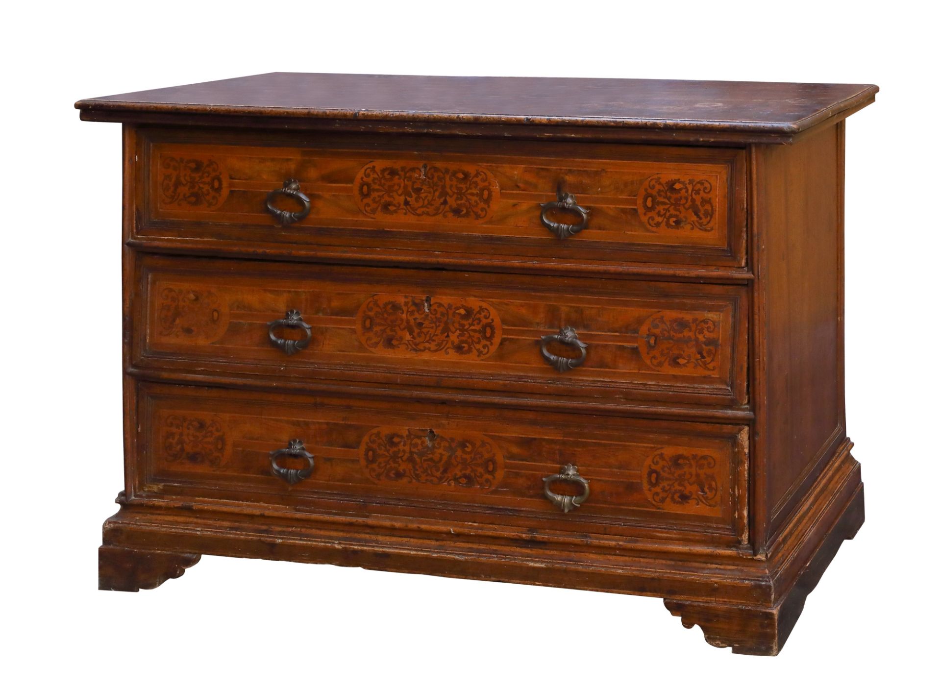 INLAID WRITING DESK IN VARIOUS WOODS, Central Italy, 17th century