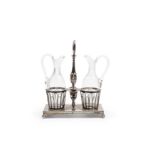 SILVER CRUET SET WITH CRYSTAL BOTTLES, France, 19th century
