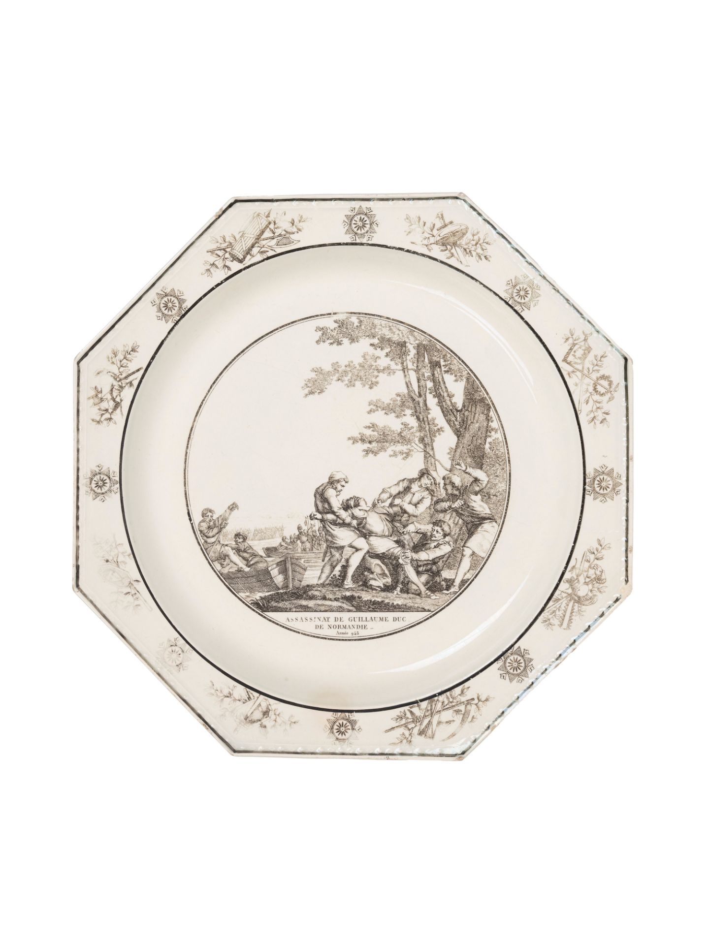 FIFTEEN MAIOLICA SAUCER PLATES WITH VIEWS AND ONE WITH A FLOWER, Montereau Faience, early 20th centu - Bild 5 aus 18