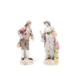 POLYCHROME PORCELAIN GALLANT COUPLE, Paris, late 19th century